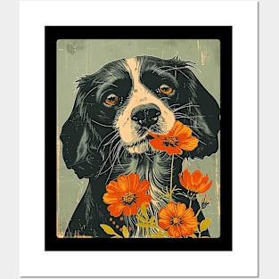 Cocker Spaniel Flowers Photo Art Design For Dog Onwer Posters and Art